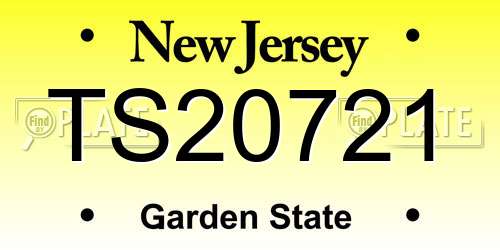 TS20721 New Jersey License Plate