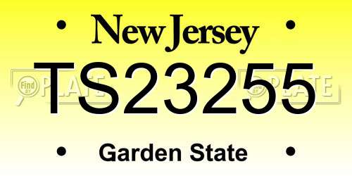 TS23255 New Jersey License Plate
