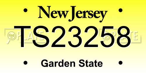 TS23258 New Jersey License Plate