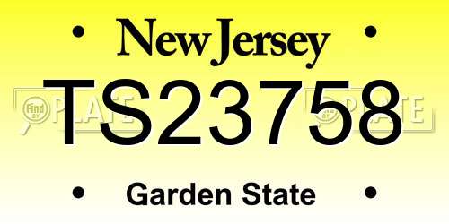 TS23758 New Jersey License Plate
