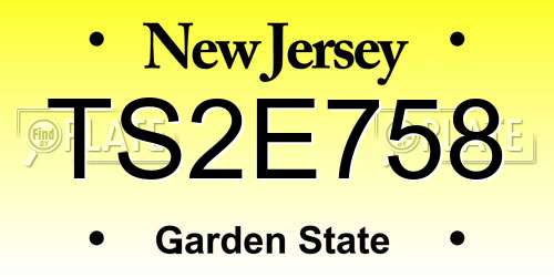 TS2E758 New Jersey License Plate