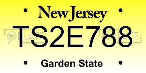 TS2E788 New Jersey License Plate