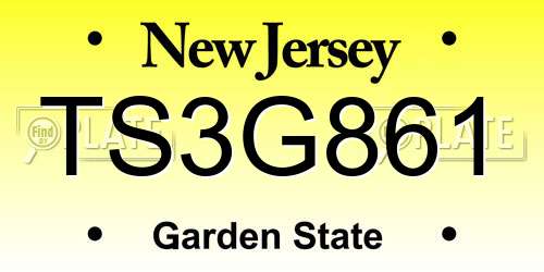 TS3G861 New Jersey License Plate