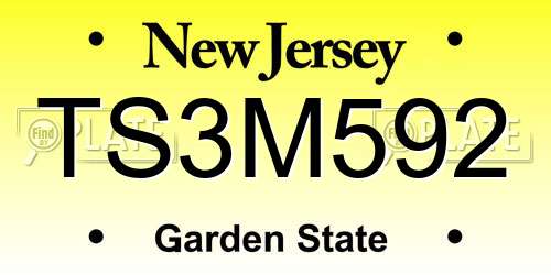 TS3M592 New Jersey License Plate