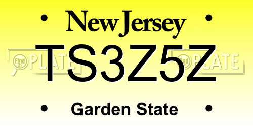 TS3Z5Z New Jersey License Plate