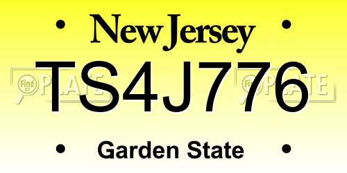 TS4J776 New Jersey License Plate