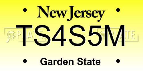 TS4S5M New Jersey License Plate
