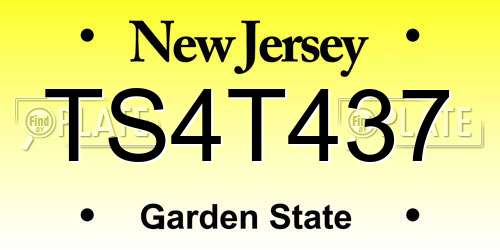 TS4T437 New Jersey License Plate