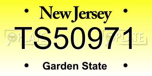 TS50971 New Jersey License Plate