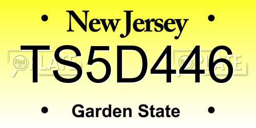 TS5D446 New Jersey License Plate