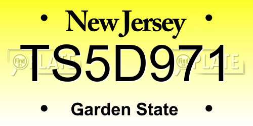 TS5D971 New Jersey License Plate