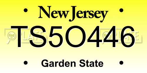 TS5O446 New Jersey License Plate