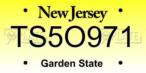TS5O971 New Jersey License Plate