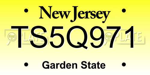 TS5Q971 New Jersey License Plate