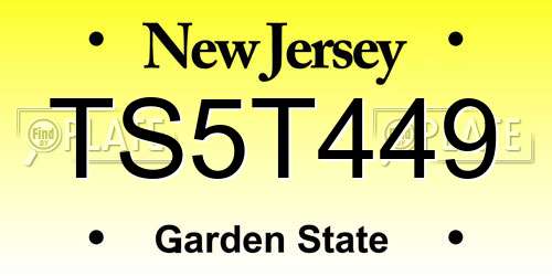 TS5T449 New Jersey License Plate