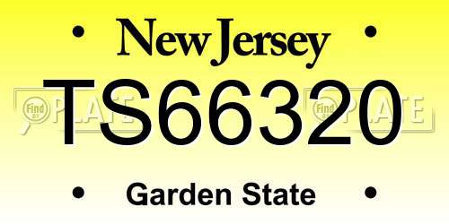 TS66320 New Jersey License Plate