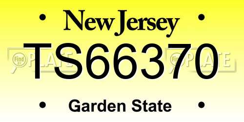 TS66370 New Jersey License Plate