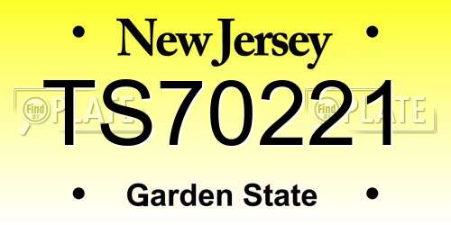 TS70221 New Jersey License Plate