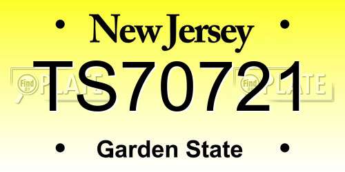 TS70721 New Jersey License Plate