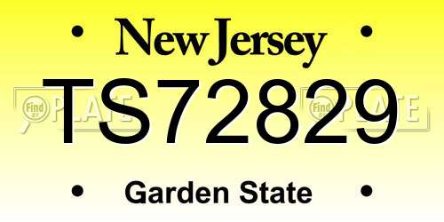 TS72829 New Jersey License Plate