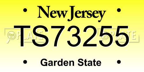 TS73255 New Jersey License Plate
