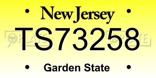 TS73258 New Jersey License Plate
