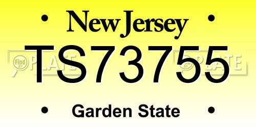 TS73755 New Jersey License Plate
