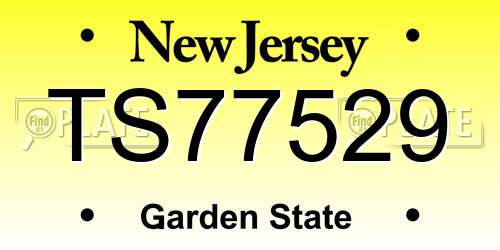 TS77529 New Jersey License Plate