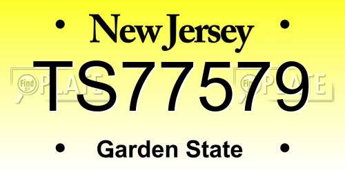 TS77579 New Jersey License Plate