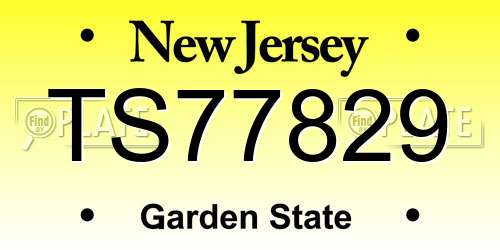 TS77829 New Jersey License Plate