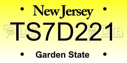 TS7D221 New Jersey License Plate