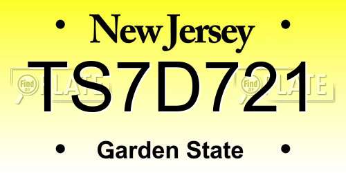 TS7D721 New Jersey License Plate