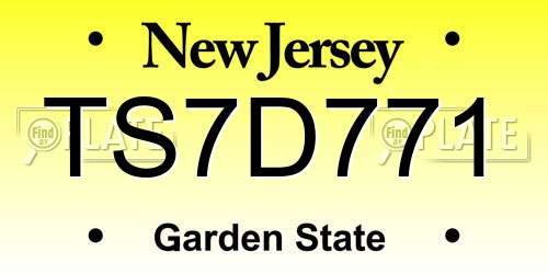 TS7D771 New Jersey License Plate