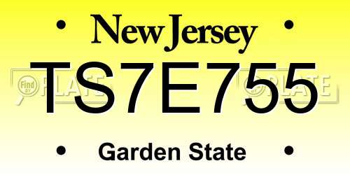 TS7E755 New Jersey License Plate