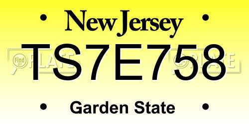 TS7E758 New Jersey License Plate