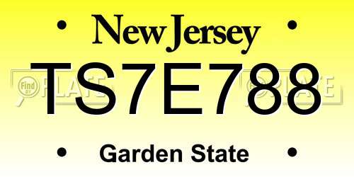 TS7E788 New Jersey License Plate