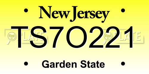 TS7O221 New Jersey License Plate