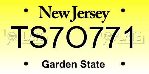 TS7O771 New Jersey License Plate