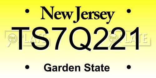 TS7Q221 New Jersey License Plate