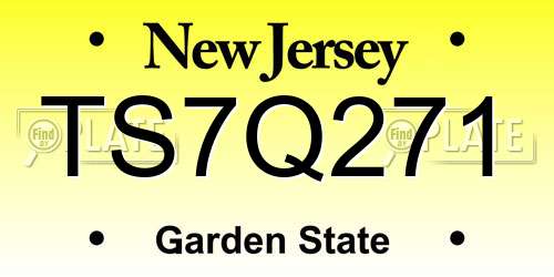 TS7Q271 New Jersey License Plate