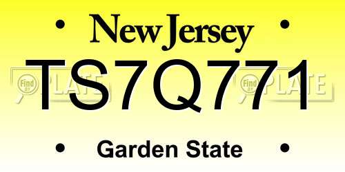 TS7Q771 New Jersey License Plate