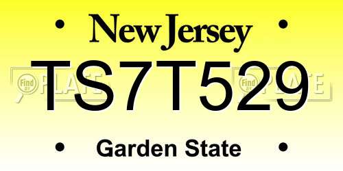 TS7T529 New Jersey License Plate