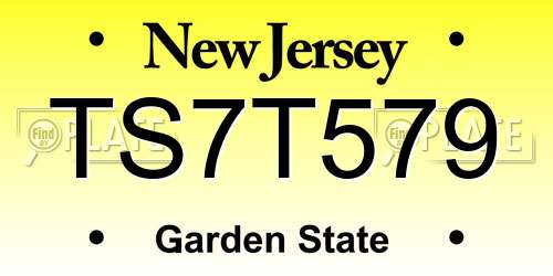 TS7T579 New Jersey License Plate
