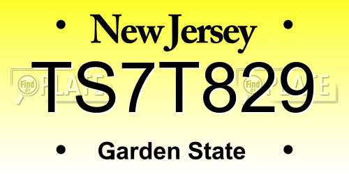 TS7T829 New Jersey License Plate
