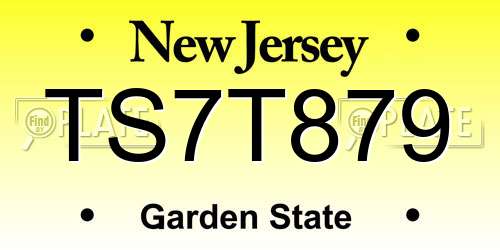 TS7T879 New Jersey License Plate
