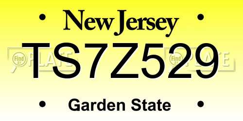 TS7Z529 New Jersey License Plate