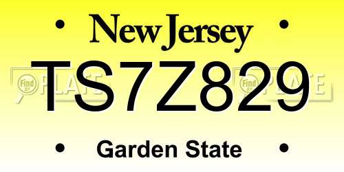 TS7Z829 New Jersey License Plate