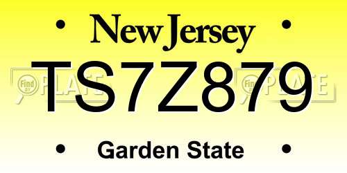 TS7Z879 New Jersey License Plate