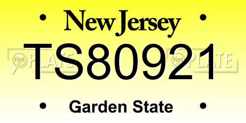 TS80921 New Jersey License Plate