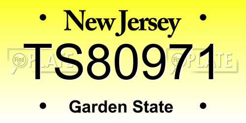 TS80971 New Jersey License Plate